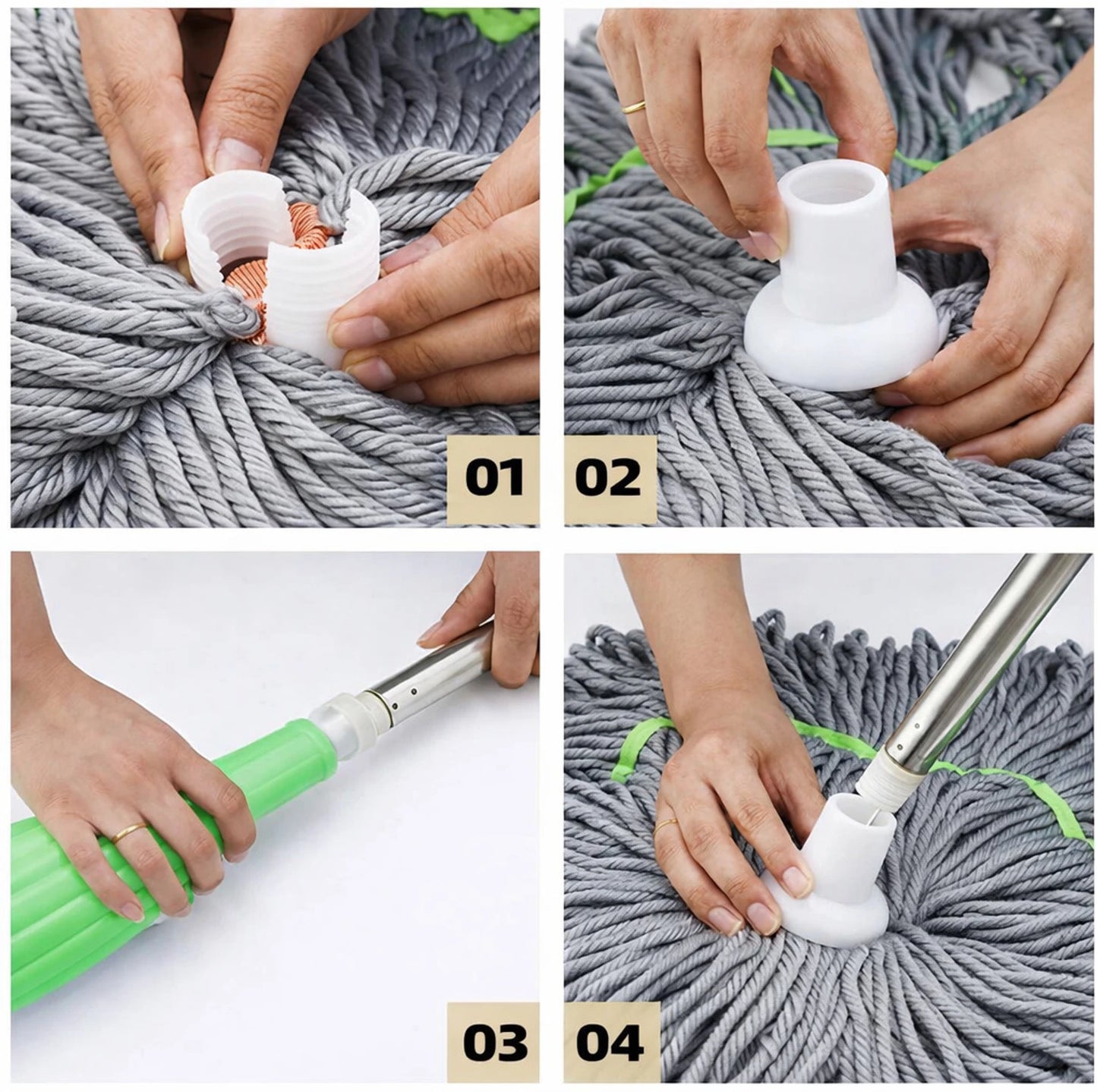 2 in1 Dehydrated Floor Cleaning Mop 360°Rotatable Self Wringing Twist Adjustable Microfibre Wet and Dry Brush - M
