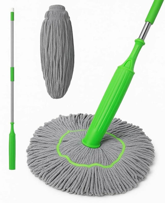2 in1 Dehydrated Floor Cleaning Mop 360°Rotatable Self Wringing Twist Adjustable Microfibre Wet and Dry Brush - M
